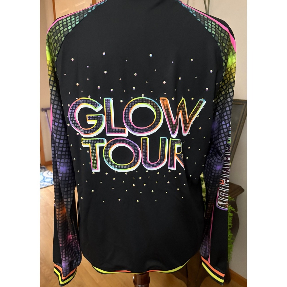 Redline Cheer Glow Tour Grand Champion Rhinestone Jacket Neon Black Adult Large